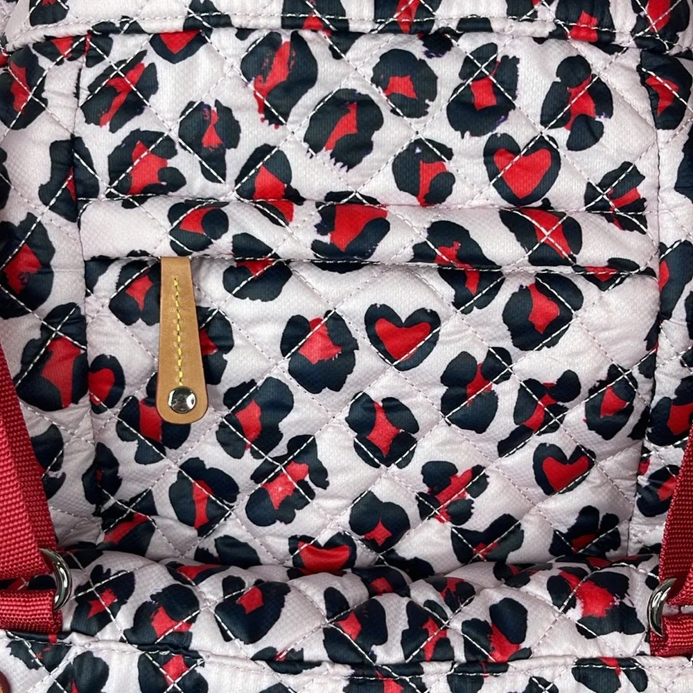MZ Wallace Small Metro Convertible Backpack Heart Leopard Print